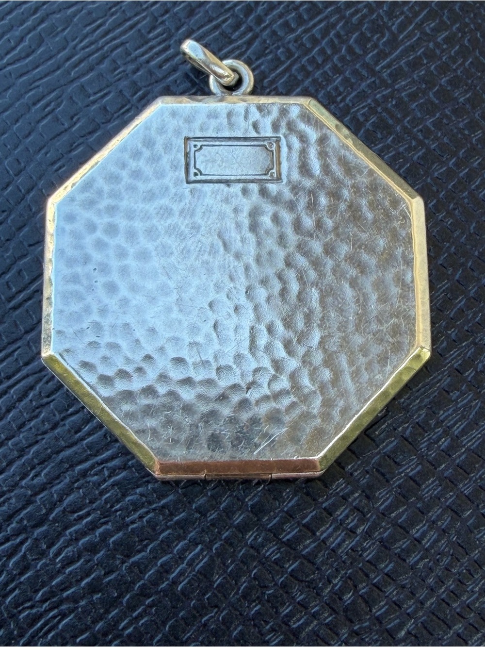 Antique Edwardian Sterling Silver Octagonal Locket Pendant Necklace Hallmarks